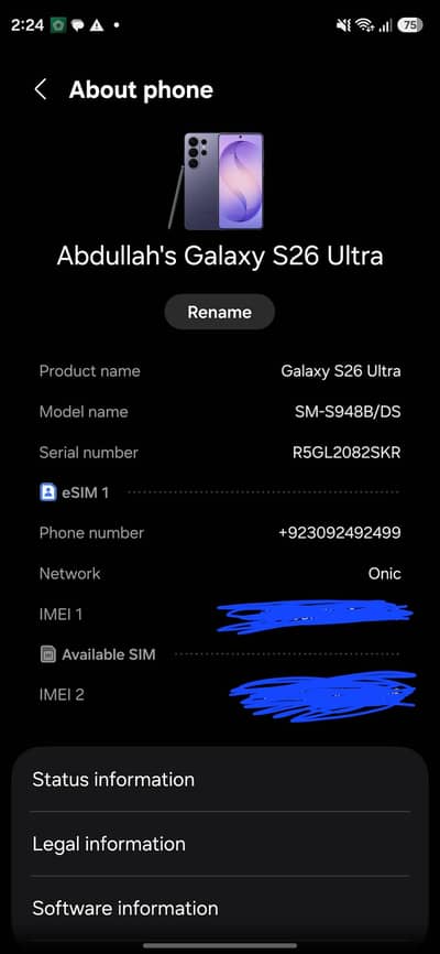 Samsung Galaxy S26 Ultra 12/512 Cobalt Violet Official PTA