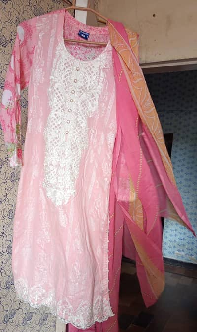 embroidered lawn two piece dress