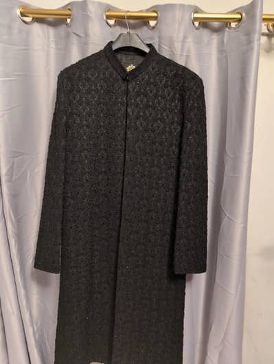 Groom Sherwani Embroideded Black (Faiza Saqlain style)