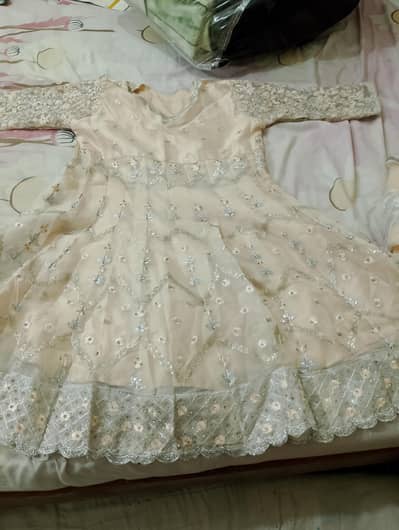 light peach fanchy party dress size 42 embroidery khotii,,alipur