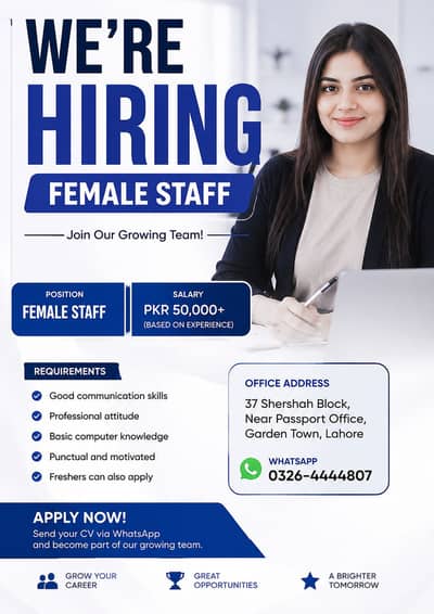 Big opportunity only female staff