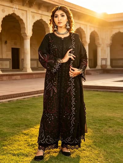 Best Quality women embroidered stitched 3 pcs Lawn suit