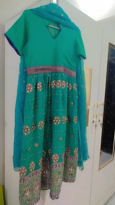 small size kundan zari chiffon dress
