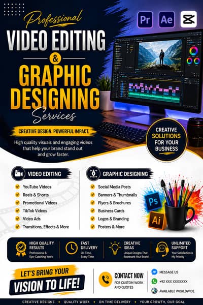 Video Editing & Graphic Design Services | Logos, Reels, Thumbnails