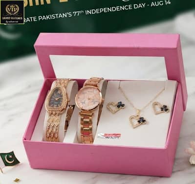 Elegant Women's Rose Gold Watch & Jewelry Gift Set