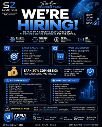 #  We're Hiring – Web Developer (100% Commission-Based)  **Company: