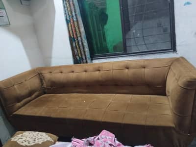 Brown sofa set welwet cloth