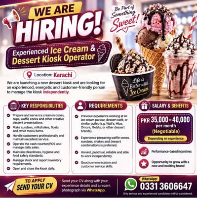 Icecream Kiosk Operator (Making and Sales)