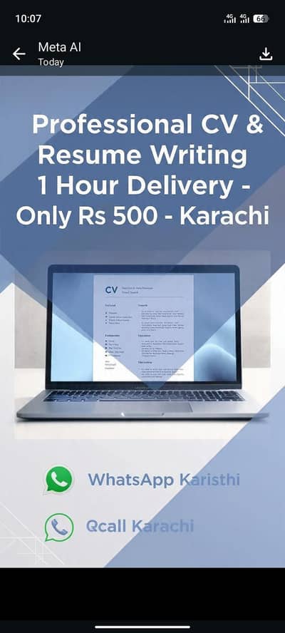 Professional cv & resume writing 1 hour delivery in karachi rs 500
