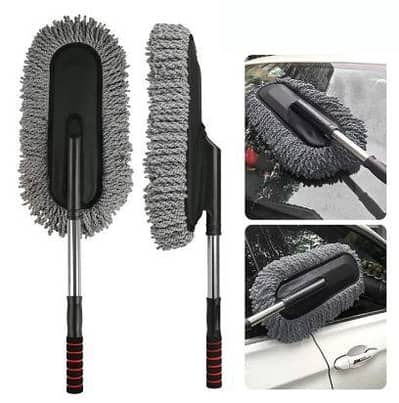 Car Wash Cleaning Brush With Microfiber Mop Telescopic Long Handle