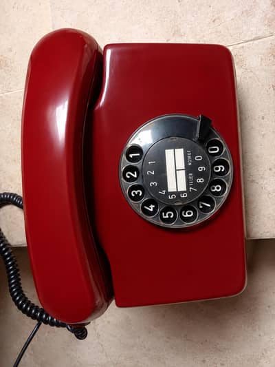Vintage German Rotary Dial Telephone – Red (Original Collectible)