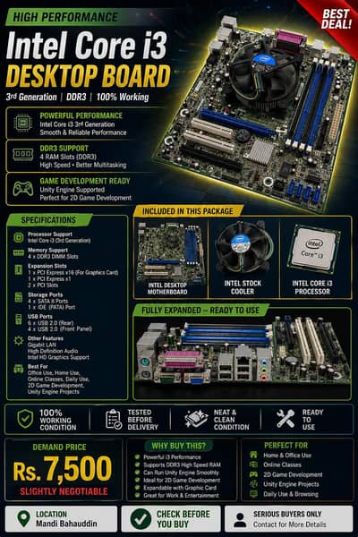 Intel Core i3 3rd generation | Motherboard + Processor | 100% Working