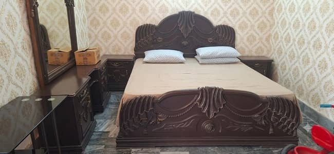 bed set ,side tables,dressing with cooling gel double side mattress