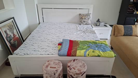 King Bed Deco Paint, Mattress,  One side table and 2nd Sliding bed