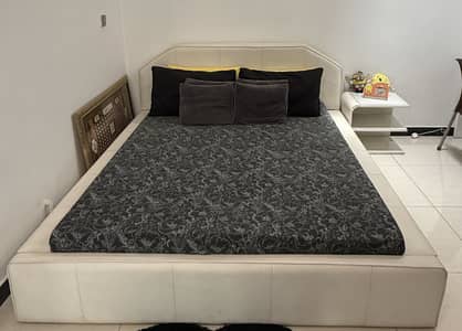 Queen Size White leather bed