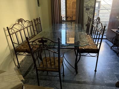 8 seater iron dining table