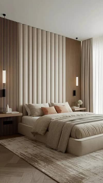 wallpaper/wallpenel/wooden floor/curtains/