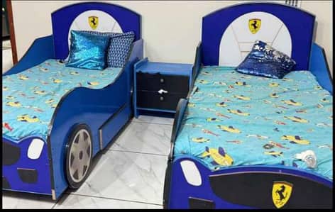 02 Kids beds with 02 side tables, 02 mattress and 01 dressing