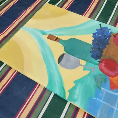 Original Hand-Painted Still Life Canvas | Fruit Basket & Table Décor A