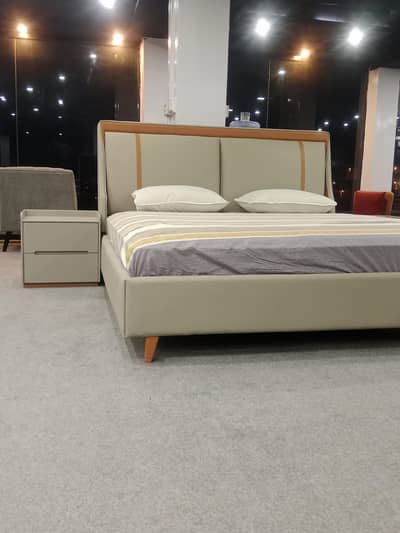 bed with side table
