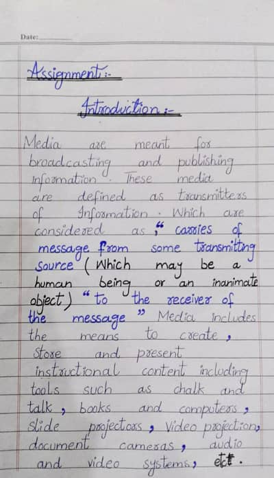 Handwritten Assignment Writer | Neat & Clean Writing