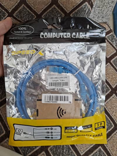 SpeedX Cat 6 UTP LAN cable with a length of 1.5 meters.