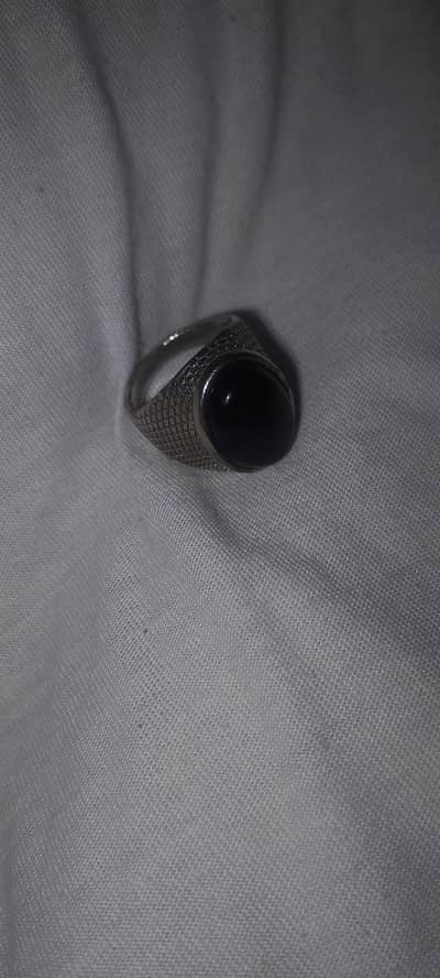 orignal black aqeeq silver ring