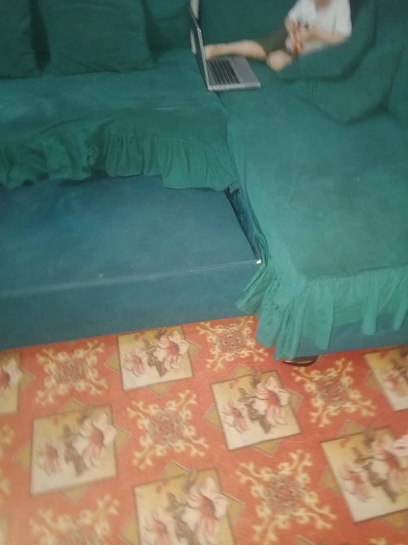 l shape double sofa come bed 0
