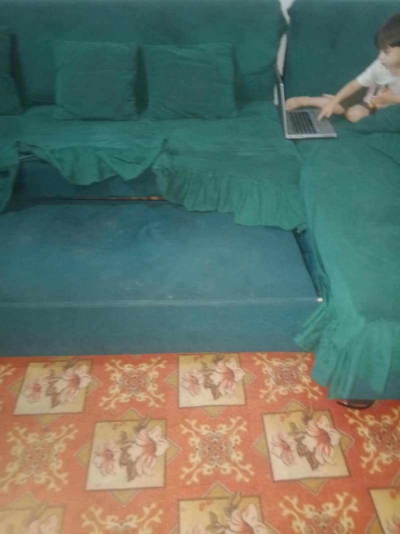 l shape double sofa come bed 2