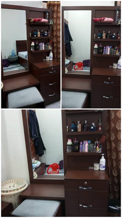 Stylish Dressing table with mirror drawers and stool