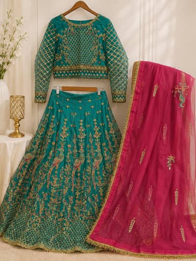 Bridal Mehndi Dress Lehnga Maxi With Dupatta