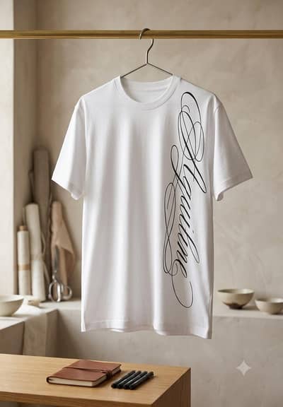 white t-shirt with side graphic print