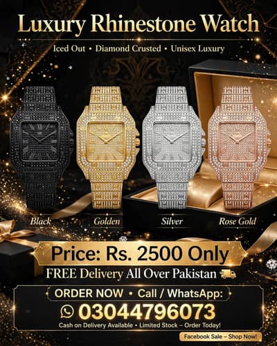  Luxury Rhinestone Watch - Iced Out Collection 