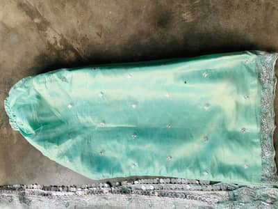Maria. b style heavy embroidered organza suit mint green