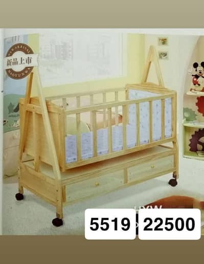 Baby Cot | Wooden Baby Crib with Wheels | Newborn Nursery Bed
