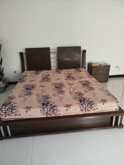 King size bed with mattress, side table and dressing table for sale