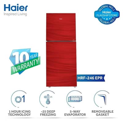 Haier HRF-246 EPR Red Glass Door Fridge