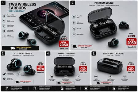 High Quality Wireless earbuds available on Cash On Delivery