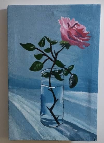 8×12 Inch Handmade Rose Painting on Canvas | Original Acrylic Wall Art