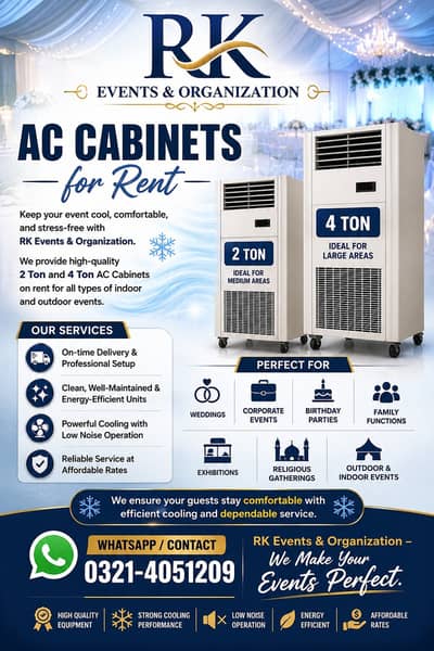 AC Cabinets for Rent in Lahore | 2 Ton 4 Ton AC Rent Service in Lahore