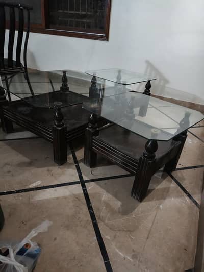 Solid Wood Glass-Top Table Set