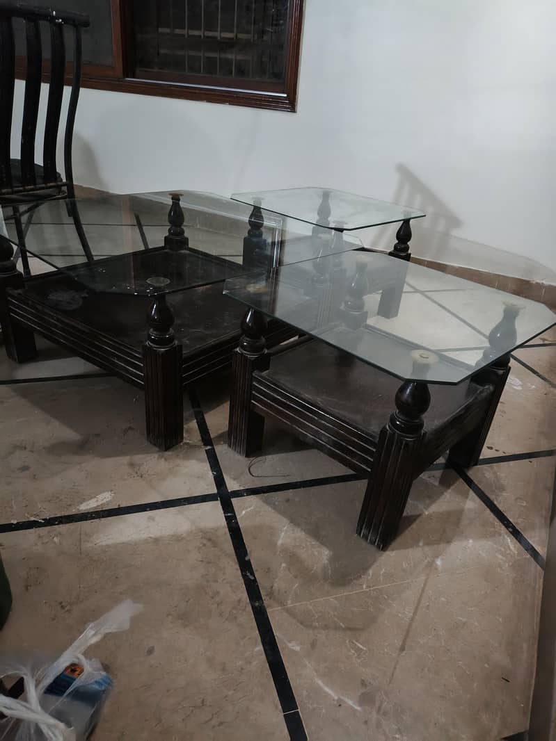 Solid Wood Glass-Top Table Set 0