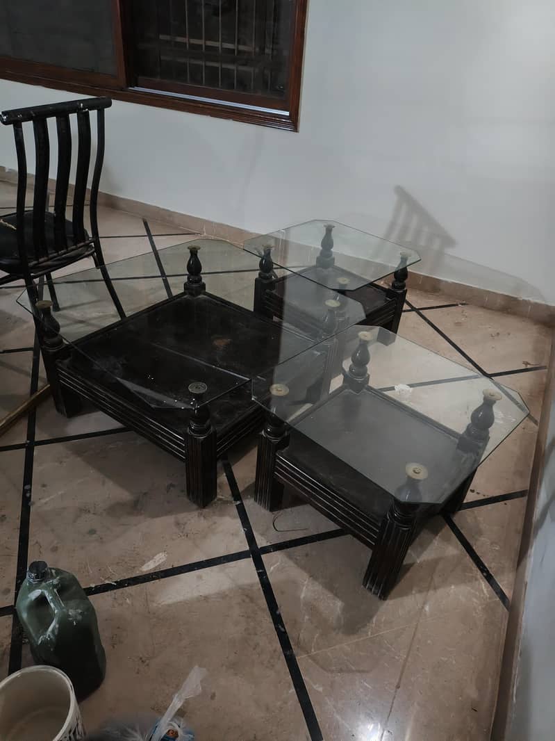 Solid Wood Glass-Top Table Set 1