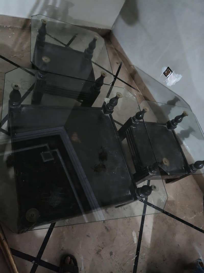 Solid Wood Glass-Top Table Set 2