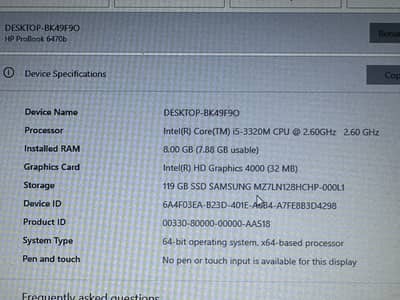 HP ProBook 6470b 8 gb 120 gb