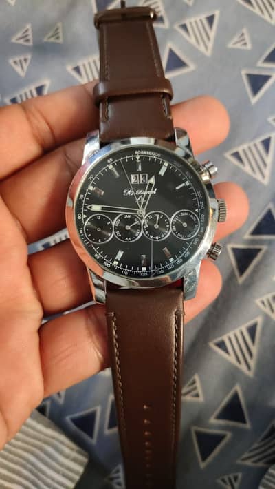 Le Barrel Men's Leather Strap Watch – Black Dial | Elegant Casual