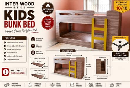 Bunk Bed || Kids Bunk Bed || Kids Bed || Interwood Bed