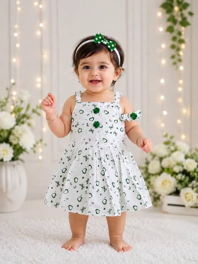 14 Augest 2 Pce Girl's Fancy Frock And Trouser set