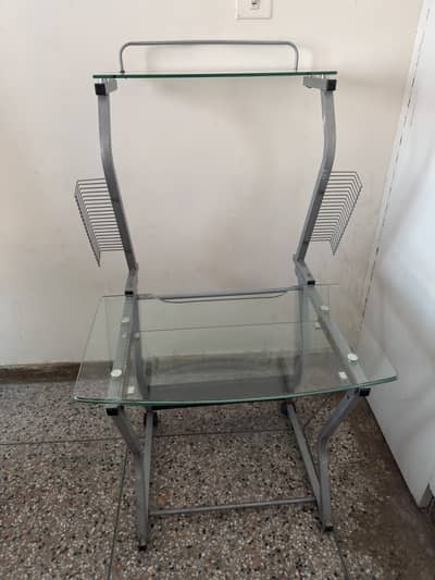 Glass Computer Desk with Keyboard Tray