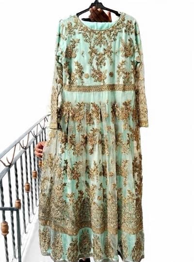 mint green heavy embroidered formal maxi-size small/Lahore